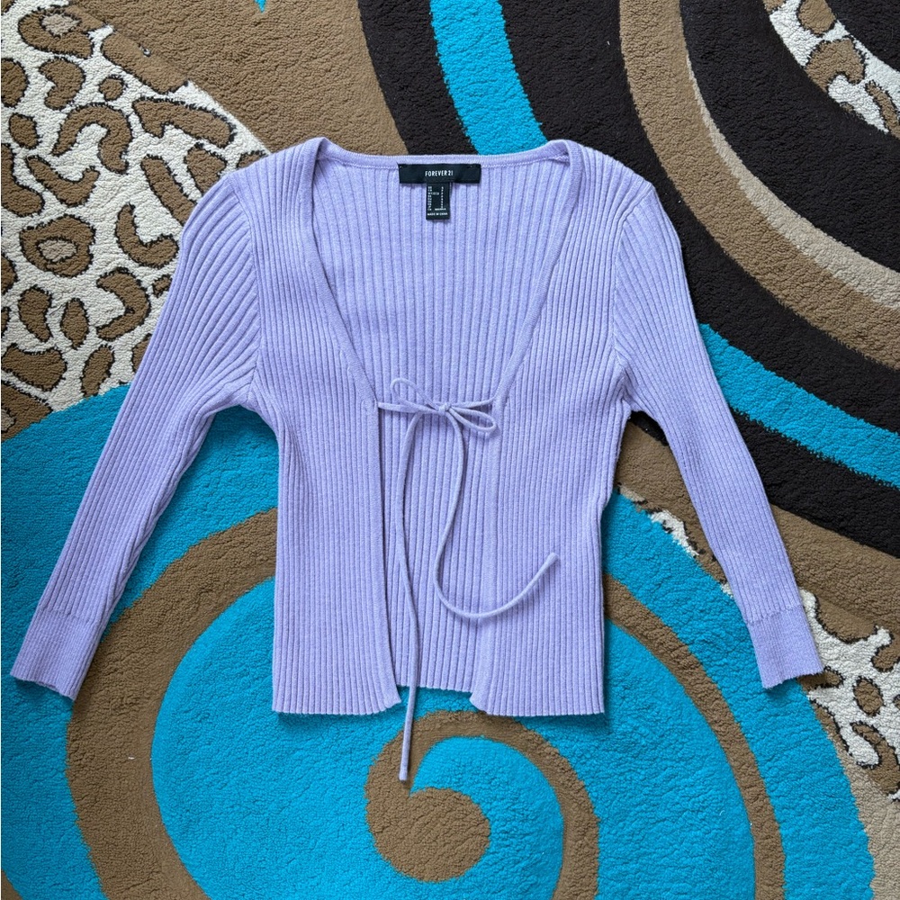 Forever 21 Lavender Ribbed Cardigan